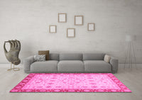 Machine Washable Abstract Pink Modern Rug, wshabs3654pnk