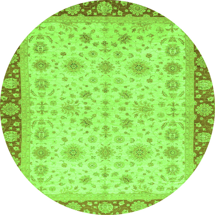 Round Machine Washable Abstract Green Modern Area Rugs, wshabs3654grn