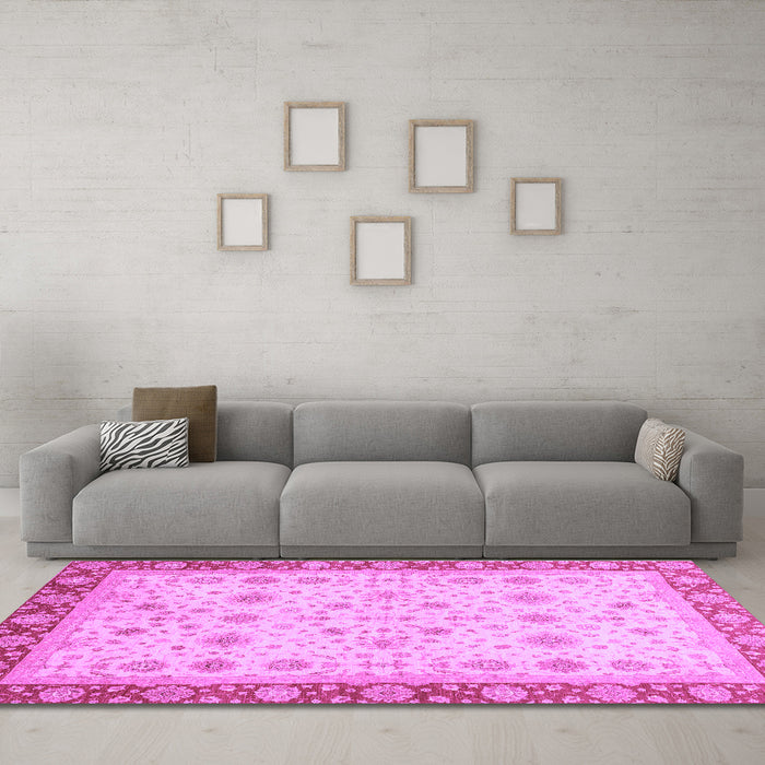 Machine Washable Abstract Purple Modern Area Rugs in a Living Room, wshabs3654pur