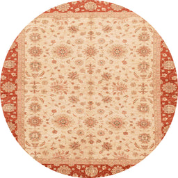 Round Machine Washable Abstract Bright Orange Rug, wshabs3654