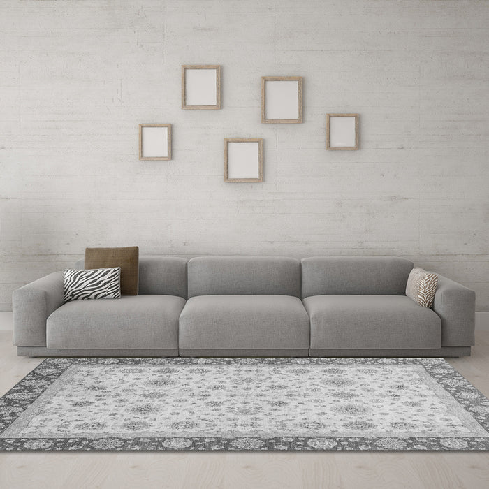 Machine Washable Abstract Gray Modern Rug in a Living Room,, wshabs3654gry