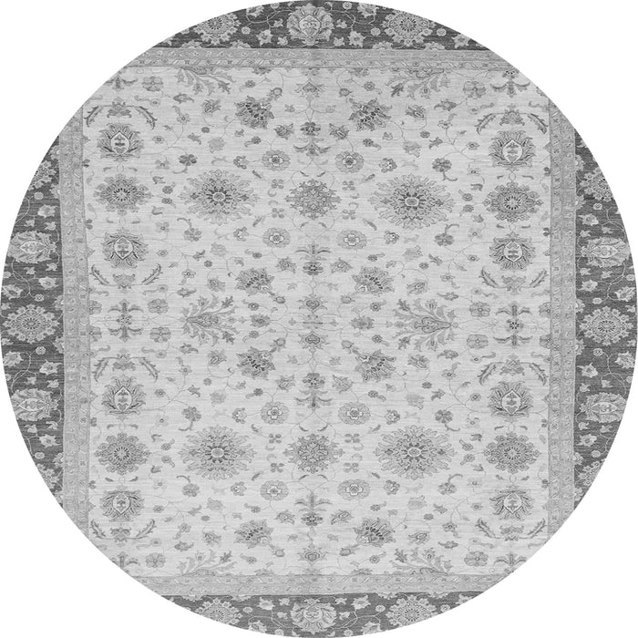 Round Machine Washable Abstract Gray Modern Rug, wshabs3654gry