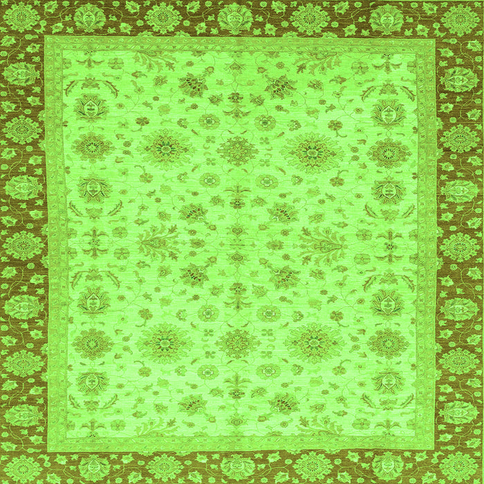 Square Machine Washable Abstract Green Modern Area Rugs, wshabs3654grn