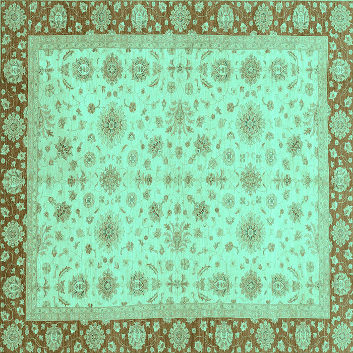 Square Machine Washable Abstract Turquoise Modern Area Rugs, wshabs3654turq