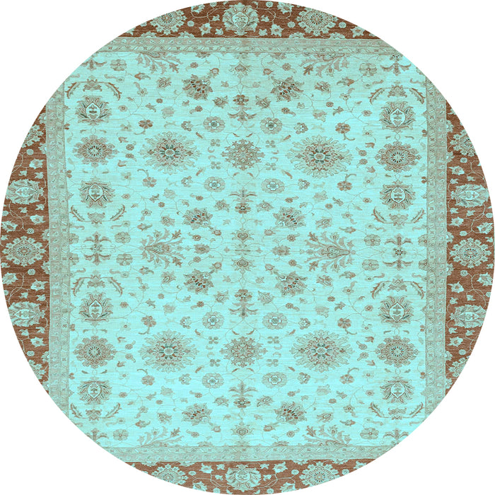 Round Abstract Light Blue Modern Rug, abs3654lblu