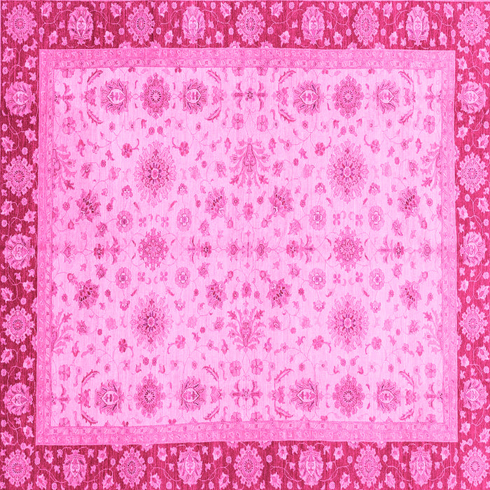 Square Machine Washable Abstract Pink Modern Rug, wshabs3654pnk