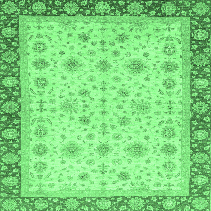 Square Machine Washable Abstract Emerald Green Modern Area Rugs, wshabs3654emgrn