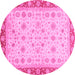 Round Machine Washable Abstract Pink Modern Rug, wshabs3654pnk