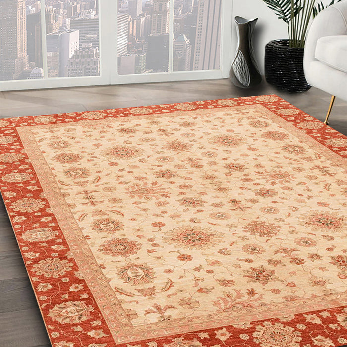 Machine Washable Abstract Bright Orange Rug in a Family Room, wshabs3654