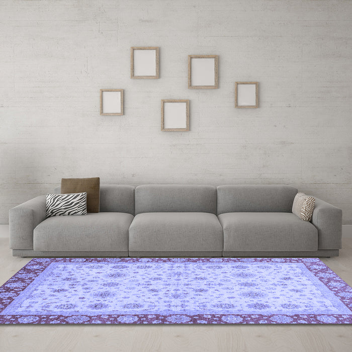 Machine Washable Abstract Blue Modern Rug in a Living Room, wshabs3654blu
