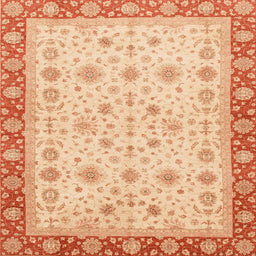 Square Machine Washable Abstract Bright Orange Rug, wshabs3654