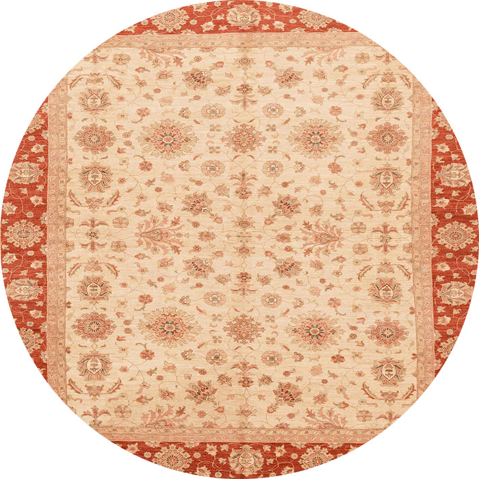 Round Abstract Bright Orange Modern Rug, abs3654