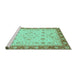 Sideview of Machine Washable Abstract Turquoise Modern Area Rugs, wshabs3654turq