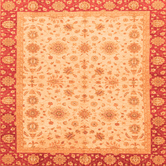 Square Machine Washable Abstract Orange Modern Area Rugs, wshabs3654org