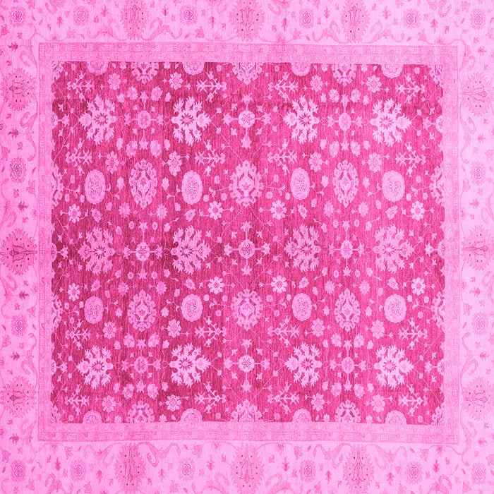 Square Machine Washable Oriental Pink Traditional Rug, wshabs3655pnk
