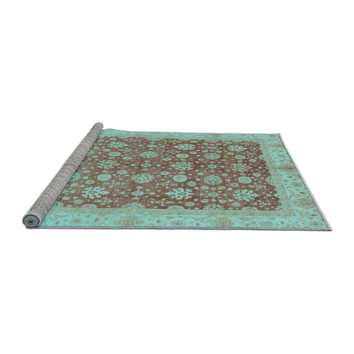 Sideview of Machine Washable Oriental Light Blue Traditional Rug, wshabs3655lblu