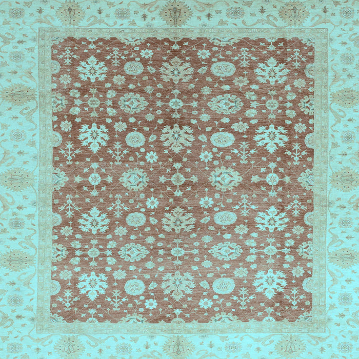 Square Machine Washable Oriental Light Blue Traditional Rug, wshabs3655lblu