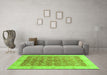 Machine Washable Oriental Green Traditional Area Rugs in a Living Room,, wshabs3655grn