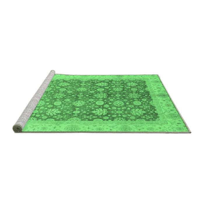 Sideview of Machine Washable Oriental Emerald Green Traditional Area Rugs, wshabs3655emgrn