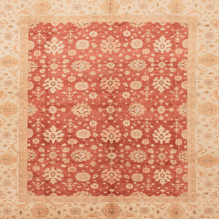 Square Abstract Bright Orange Oriental Rug, abs3655