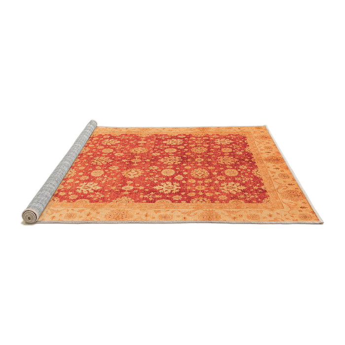 Sideview of Machine Washable Oriental Orange Traditional Area Rugs, wshabs3655org