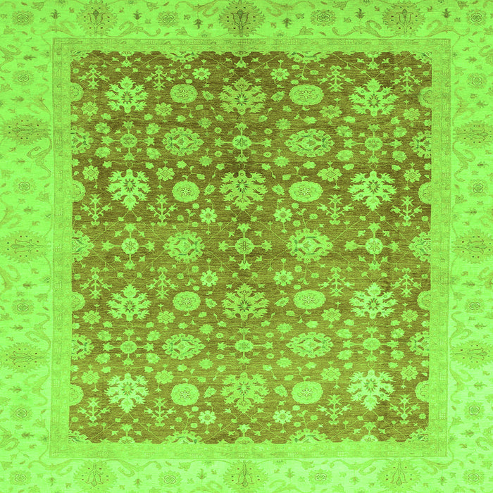Square Machine Washable Oriental Green Traditional Area Rugs, wshabs3655grn