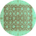 Round Oriental Turquoise Traditional Rug, abs3655turq