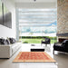 Square Machine Washable Abstract Bright Orange Rug in a Living Room, wshabs3655