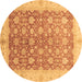 Round Oriental Brown Traditional Rug, abs3655brn