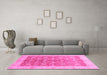 Machine Washable Oriental Pink Traditional Rug in a Living Room, wshabs3655pnk