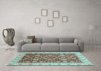 Machine Washable Oriental Light Blue Traditional Rug, wshabs3656lblu