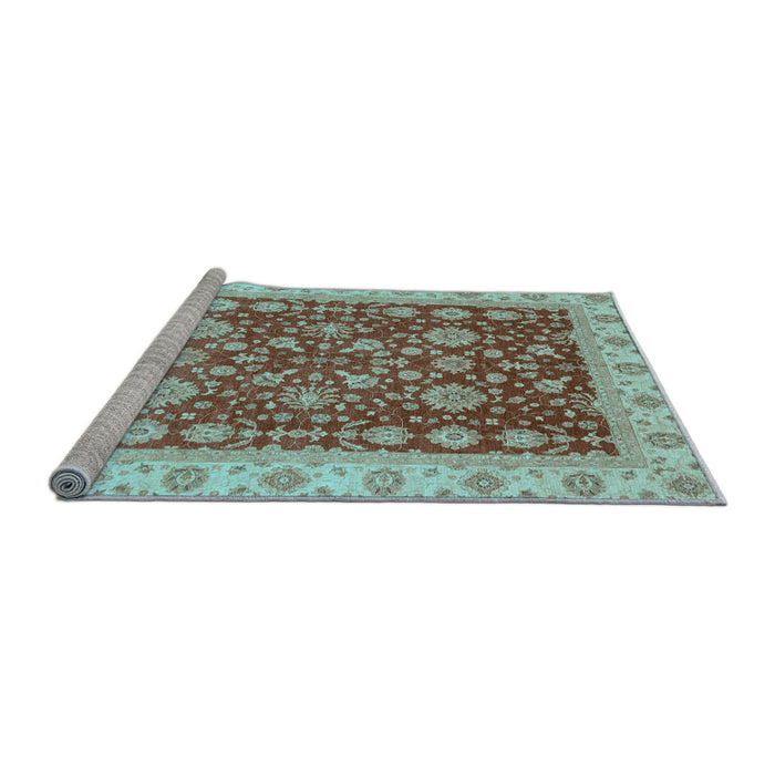 Sideview of Machine Washable Oriental Light Blue Traditional Rug, wshabs3656lblu
