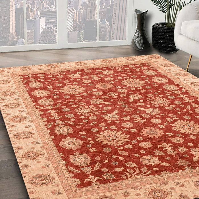 Machine Washable Abstract Scarlet Red Rug in a Family Room, wshabs3656