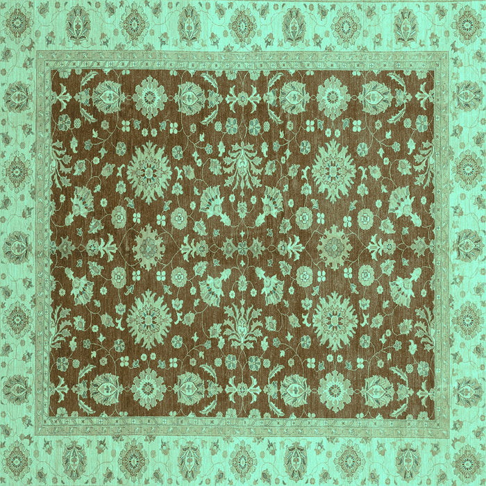 Square Machine Washable Oriental Turquoise Traditional Area Rugs, wshabs3656turq