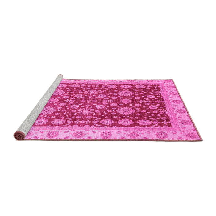 Sideview of Machine Washable Oriental Pink Traditional Rug, wshabs3656pnk
