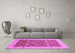 Machine Washable Oriental Purple Traditional Area Rugs in a Living Room, wshabs3656pur