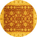 Round Oriental Yellow Traditional Rug, abs3656yw