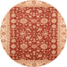 Round Machine Washable Abstract Scarlet Red Rug, wshabs3656