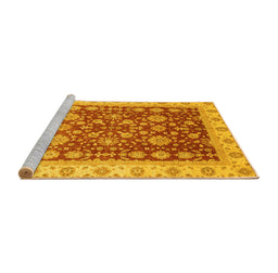 Sideview of Machine Washable Oriental Yellow Traditional Rug, wshabs3656yw