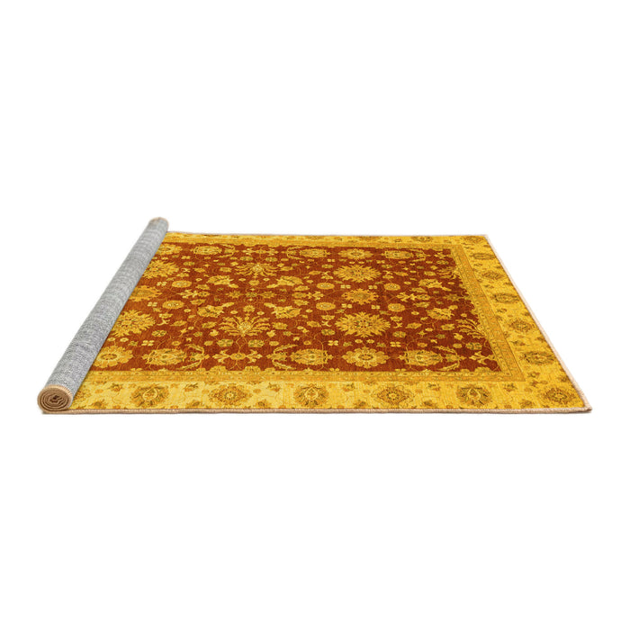 Sideview of Machine Washable Oriental Yellow Traditional Rug, wshabs3656yw