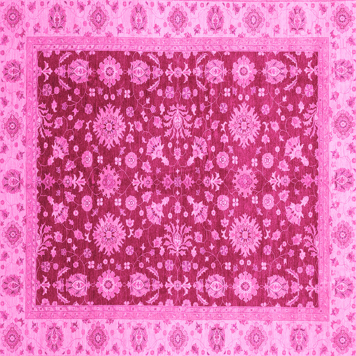 Square Machine Washable Oriental Pink Traditional Rug, wshabs3656pnk