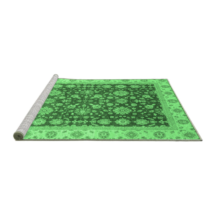 Sideview of Machine Washable Oriental Emerald Green Traditional Area Rugs, wshabs3656emgrn