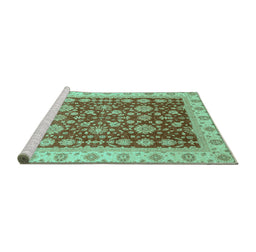 Sideview of Machine Washable Oriental Turquoise Traditional Area Rugs, wshabs3656turq