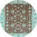 Round Oriental Light Blue Traditional Rug, abs3656lblu