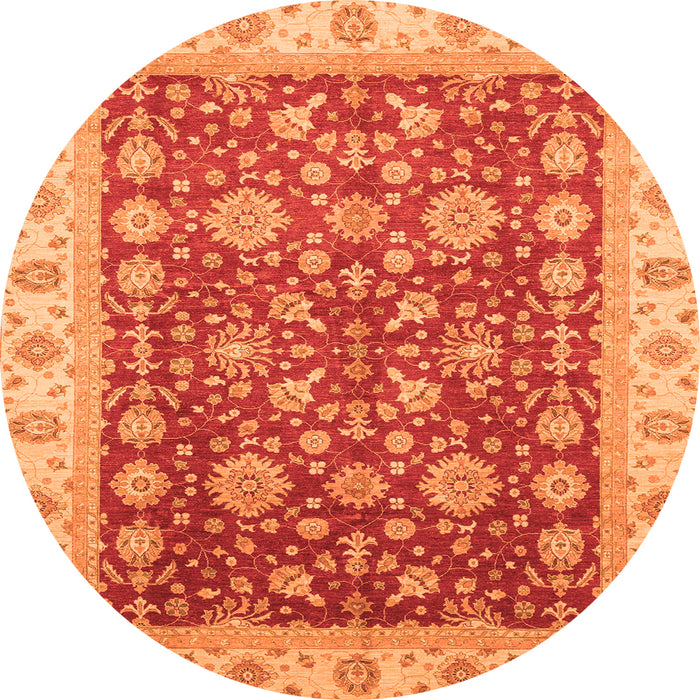 Round Oriental Orange Traditional Rug, abs3656org