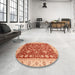 Round Abstract Scarlet Red Oriental Rug in a Office, abs3656