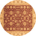 Round Machine Washable Oriental Brown Traditional Rug, wshabs3656brn