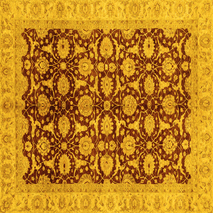 Square Oriental Yellow Traditional Rug, abs3657yw