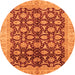 Round Oriental Orange Traditional Rug, abs3657org