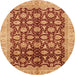 Round Machine Washable Abstract Orange Rug, wshabs3657